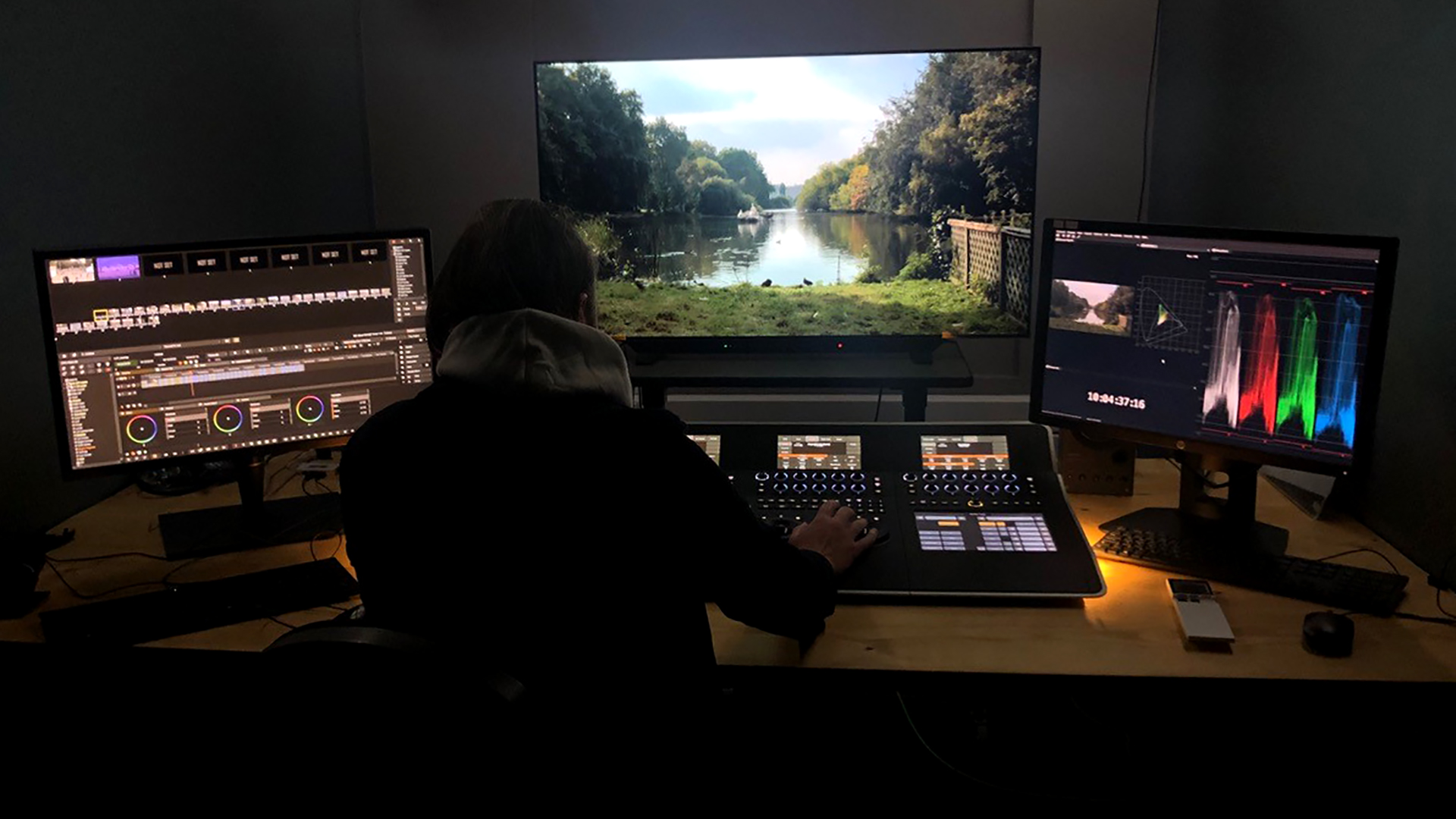Colour Grading student working in suite