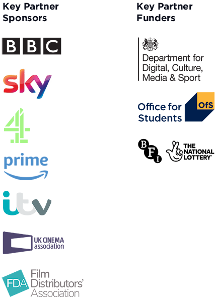 Partner logos - Sky CH4 ITV Prime UKCA FDA DCMS OFS BFI logos