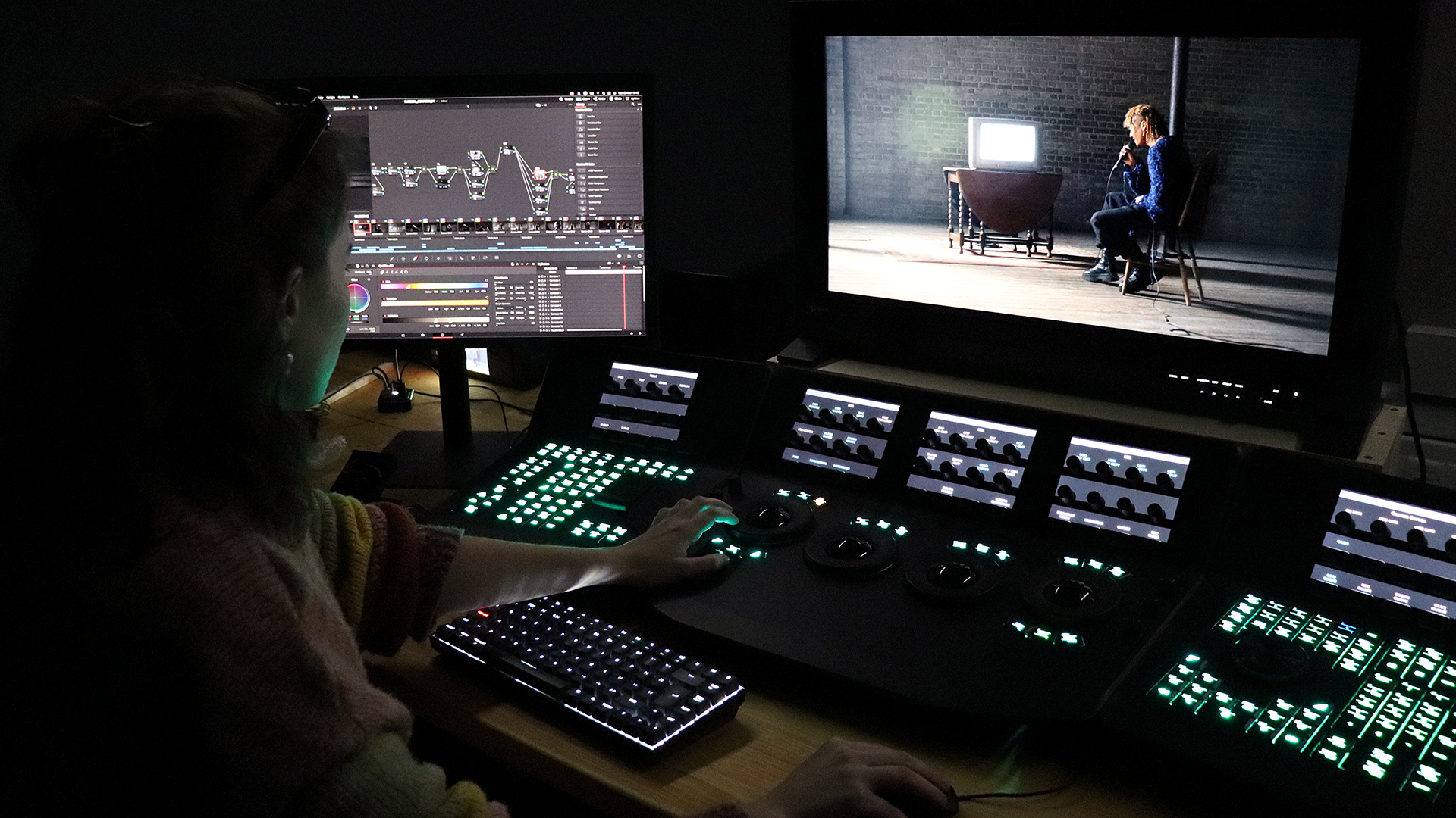 Colour Grading student working