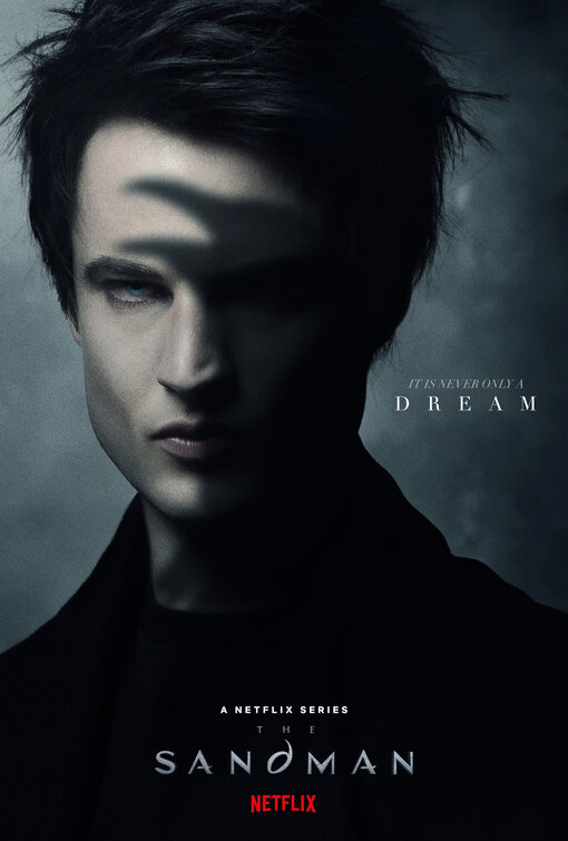 the sandman poster - mans face with shadow of crow
