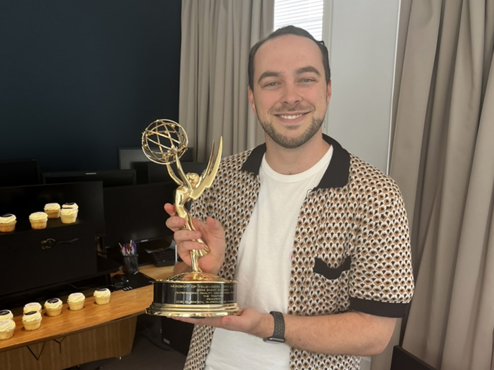 Jamie Minty with Emmy Award