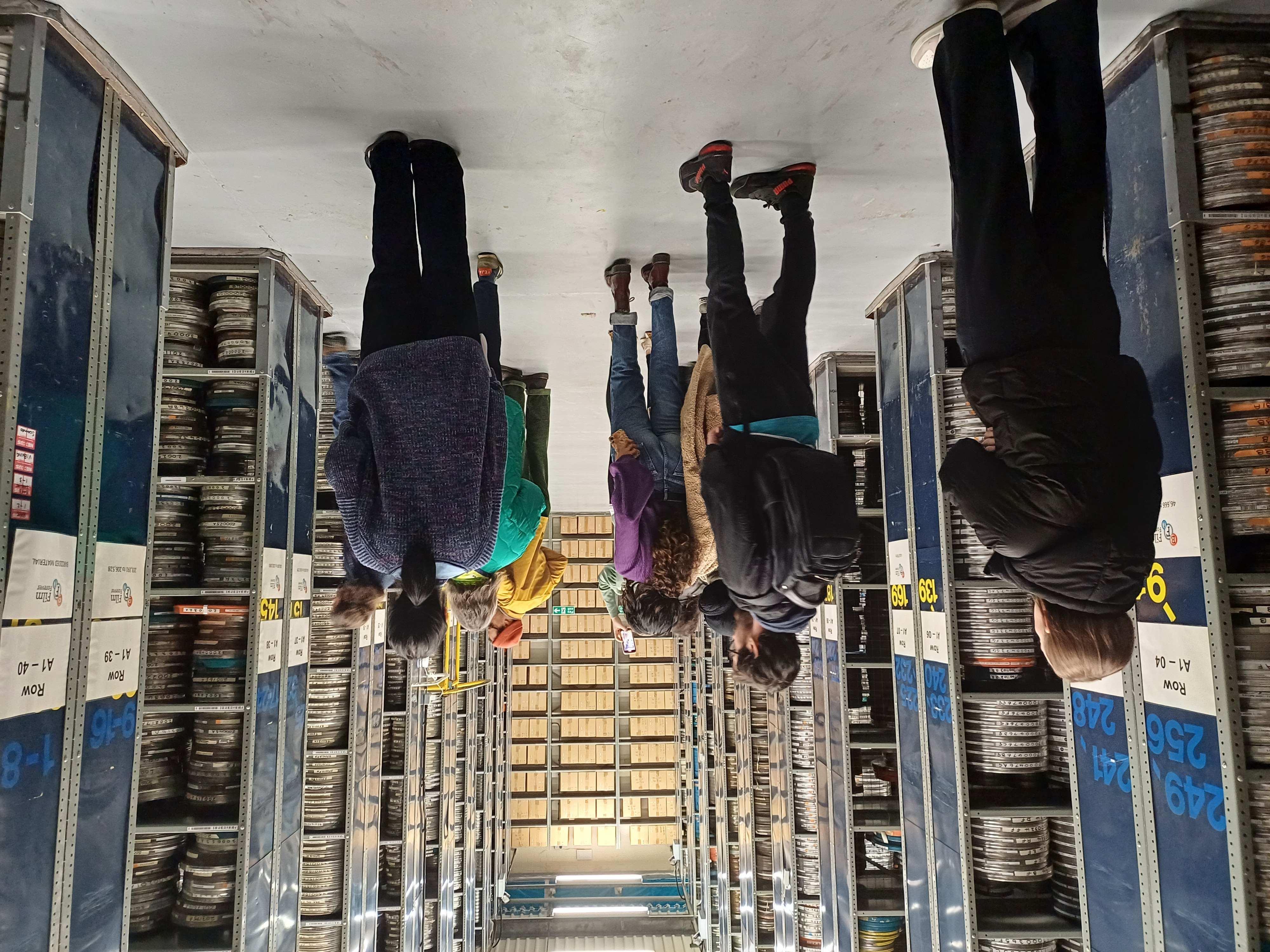 NFTS Curation Students in the Film Storage Vault