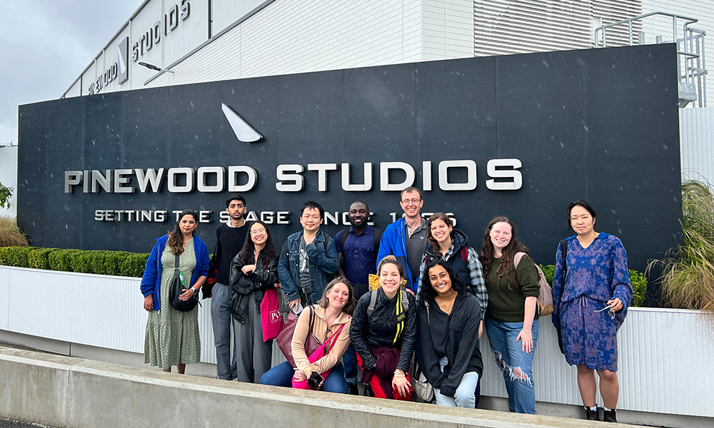 Students outside Pinewood Studios