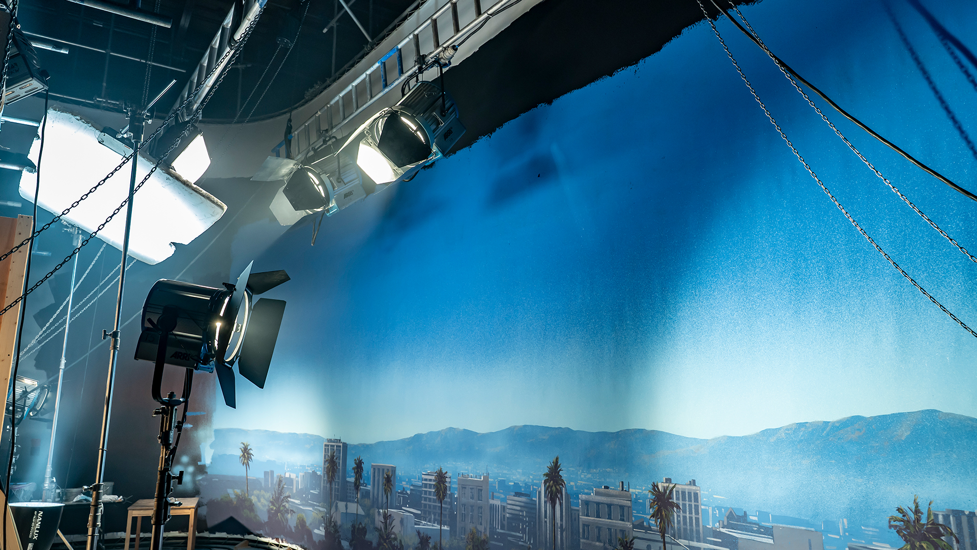 Studio backdrop with lighting