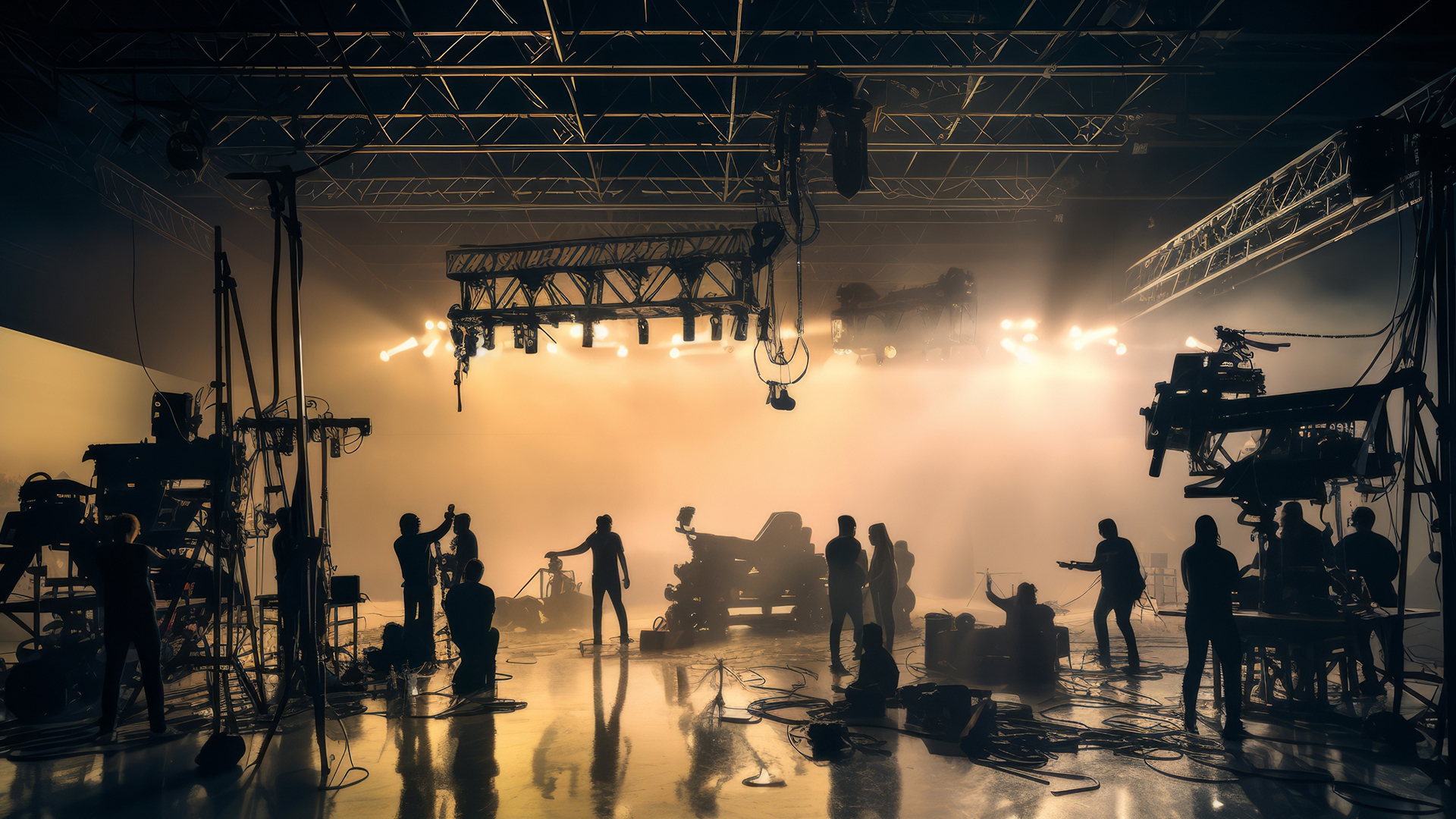 Crew working on set