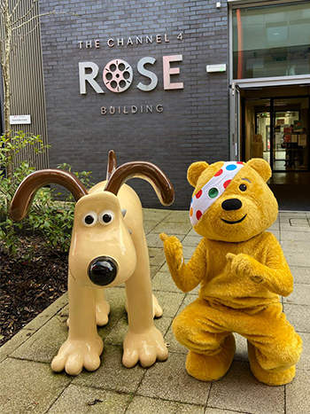 Gromit and Pudsey outside NFTS
