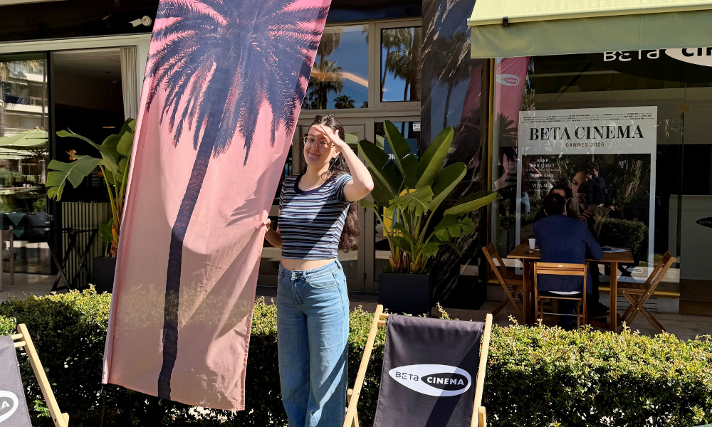 Katrin Tepova on the Beta Cinema stand at Cannes