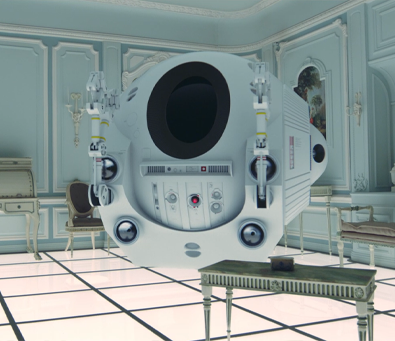 VFX pod in scale model of set from 2001 A Space Odyssey