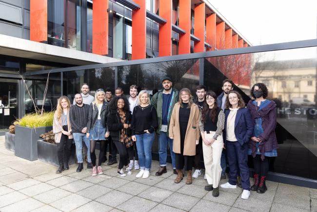 NFTS students and Charlotte Moore outside NFTS