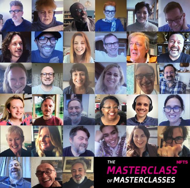 collage acclaimed masterclass guests smiling on zoom