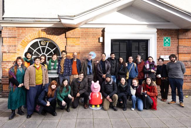 Animation Students with Mark Baker and Peppa Pig statue