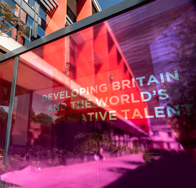 Outside the front of the NFTS looking at welcome sign