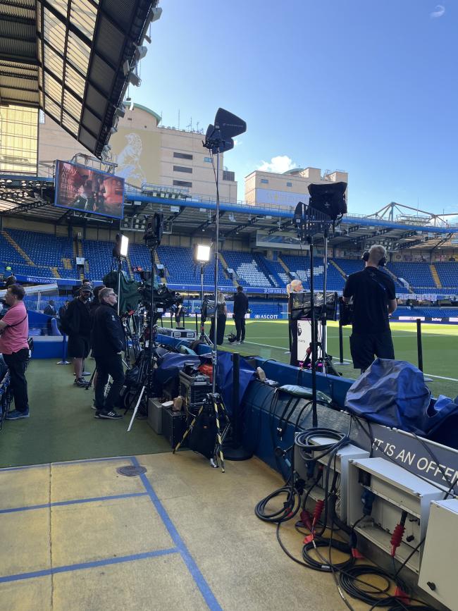 football pitch with camera equipment