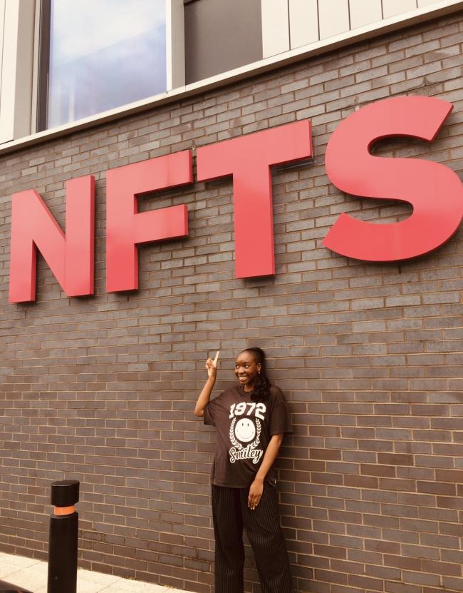 Winnie with NFTS sign