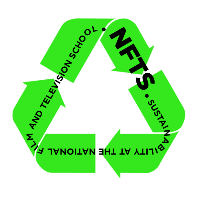 NFTS Sustainability logo in green recycling triangle