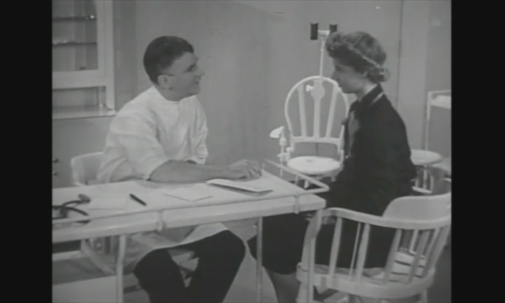old black and white picture of woman and doctor
