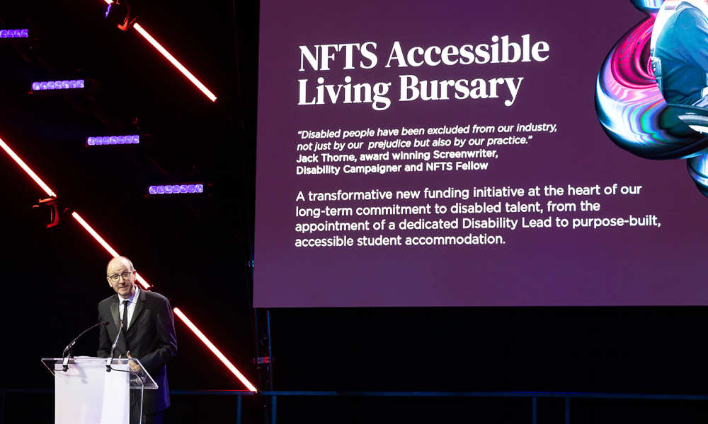 Jack Thorne on stage at NFTS Gala