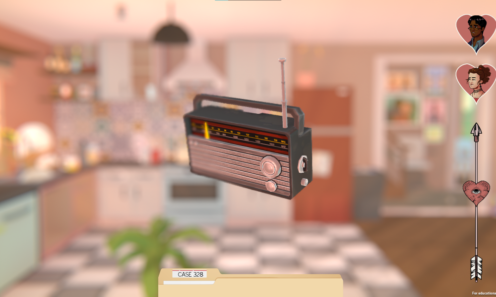 still from game showing interacting with radio