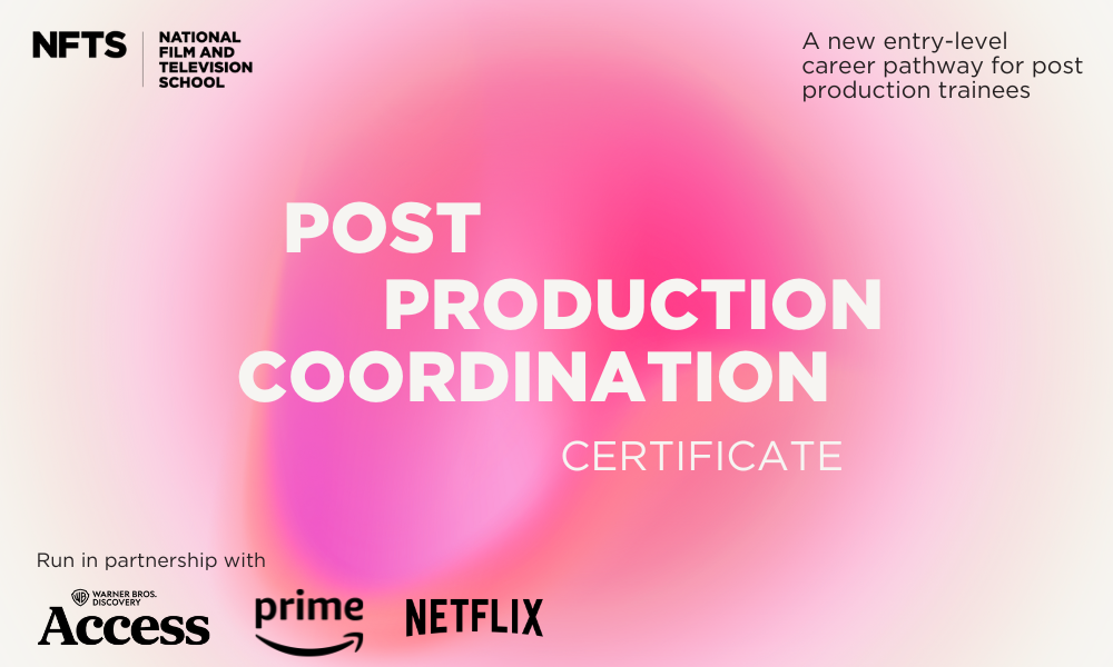 Post Production Coordination Certificate pink graphic highlighting info from article