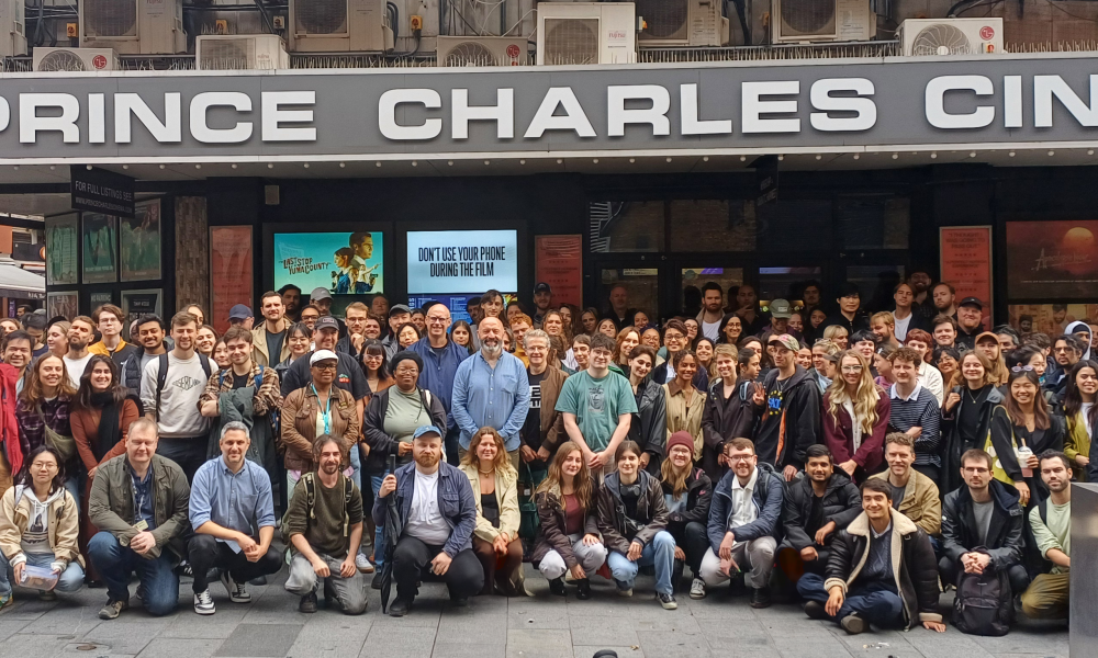 Group photo outside the Prince Charles Cinema